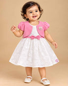 Toddler net frock with overcoat and matching jacket for birthday party and festive wear