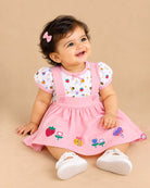 Toddler pinafore dress with cap sleeve printed t-shirt set for casual wear