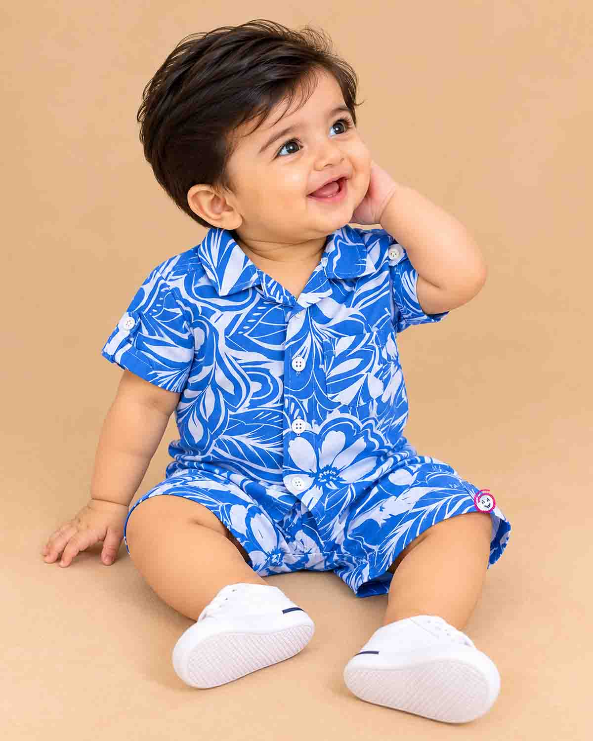 Little gentleman floral printed short sleeve shirt and matching shorts two piece clothing set for boys