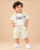 Toddler wearing  collar button-down shirt and shorts as baby boy western wear.