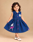 girls casual frock cotton denim sleeveless dress