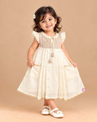Toddler embellished infants frock and children western wear dress with frill sleeve for birthday party