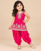 Toddler embroidered kurti and patiyala pants ethnic wear set for festive party and family celebrations