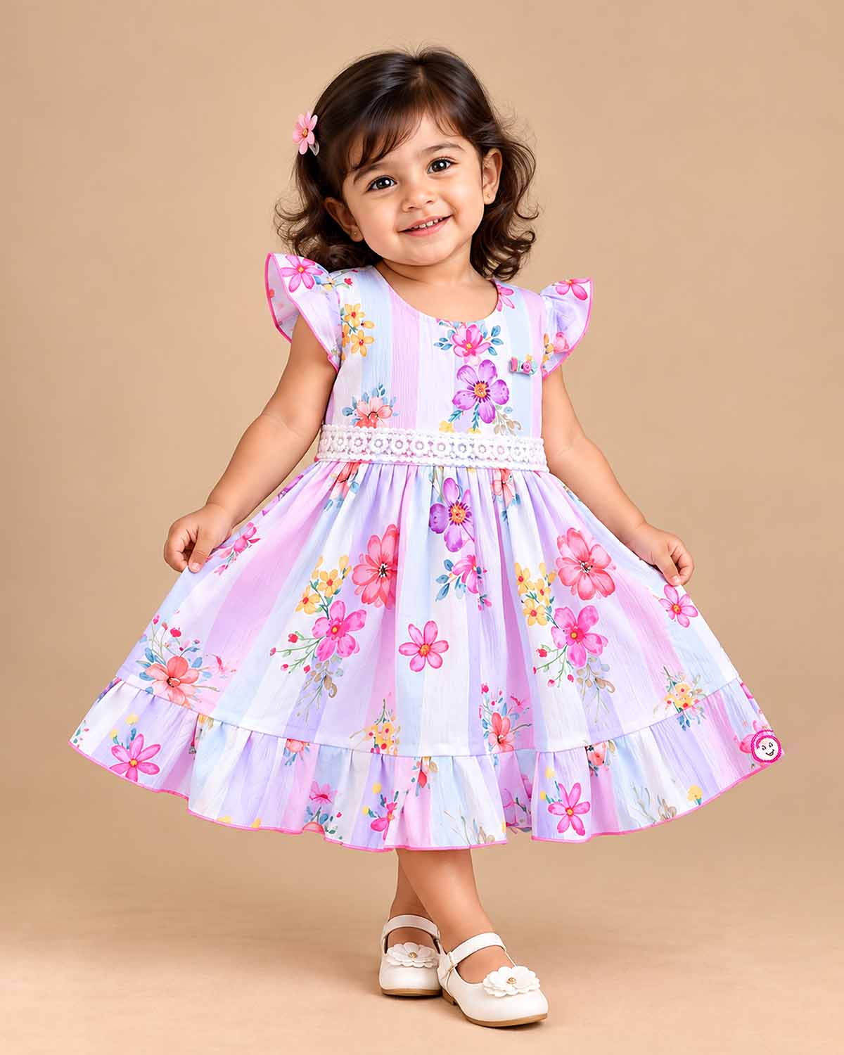 Toddler floral cotton frock for birthday party and playdate, infants frock for casual wear
