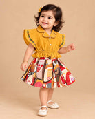 Toddler embroidered top and printed skirt set for girls party wear