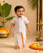 Traditional shirt and dhoti ethnic outfit for young boys festive functions