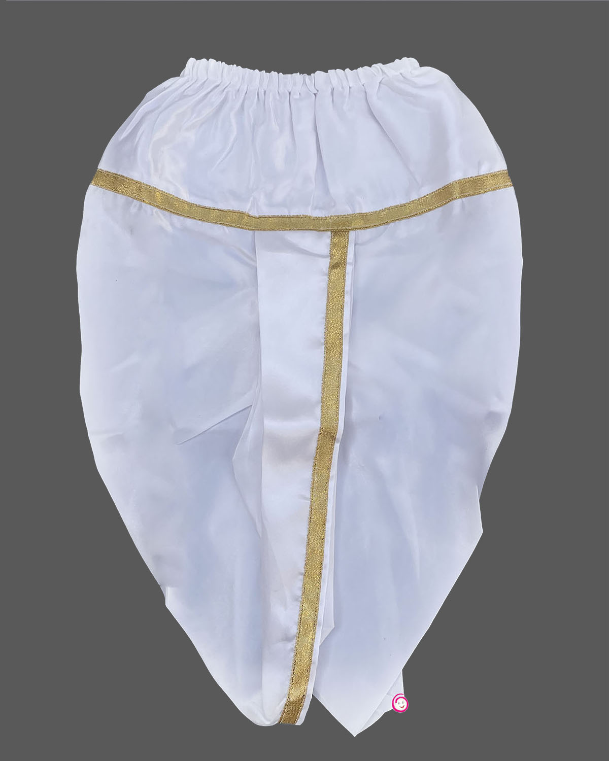 Infant Krishna dress featuring silk dhoti patka sash mukut with peacock feather flute and necklace