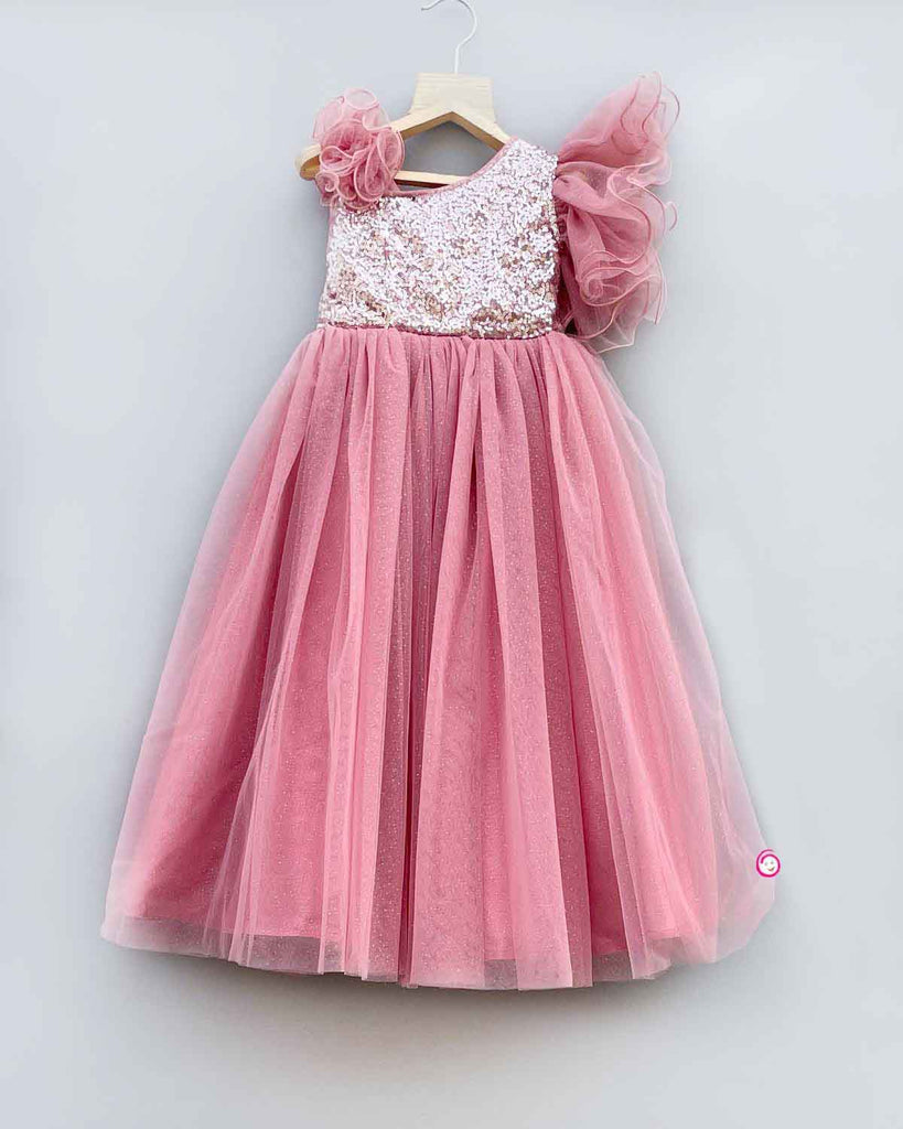 Girls frill sleeve party gown